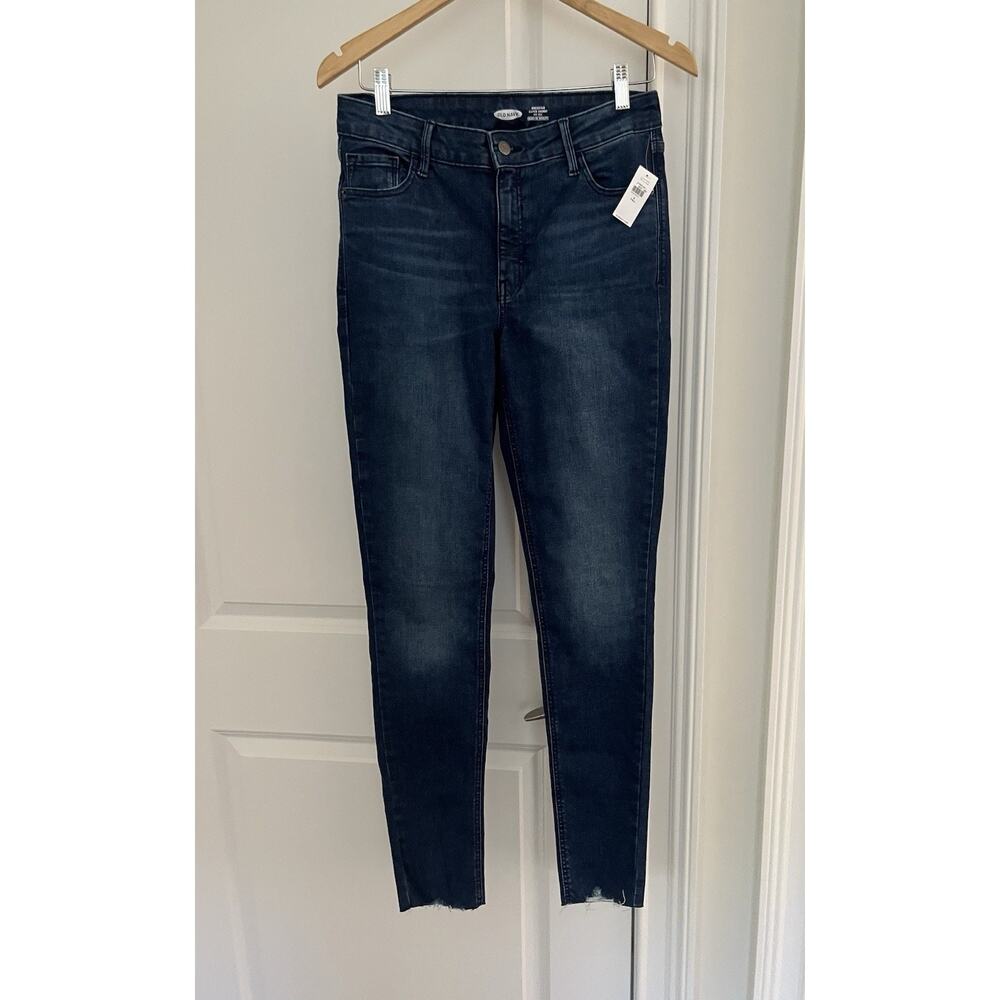 Old navy women rockstar skinny jeans mid rise size 8 tall blue NWT